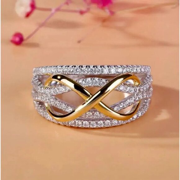 Independent Jewelry - 18K Gold Plated Crossover Ring Size 7